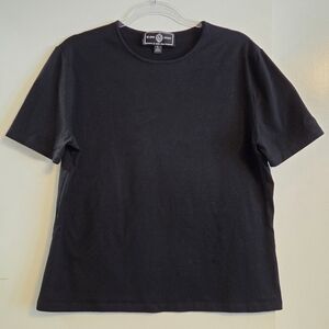 ST. JOHN SPORT By Marie Gray Black Knit Short Sleeve Shirt Large USA